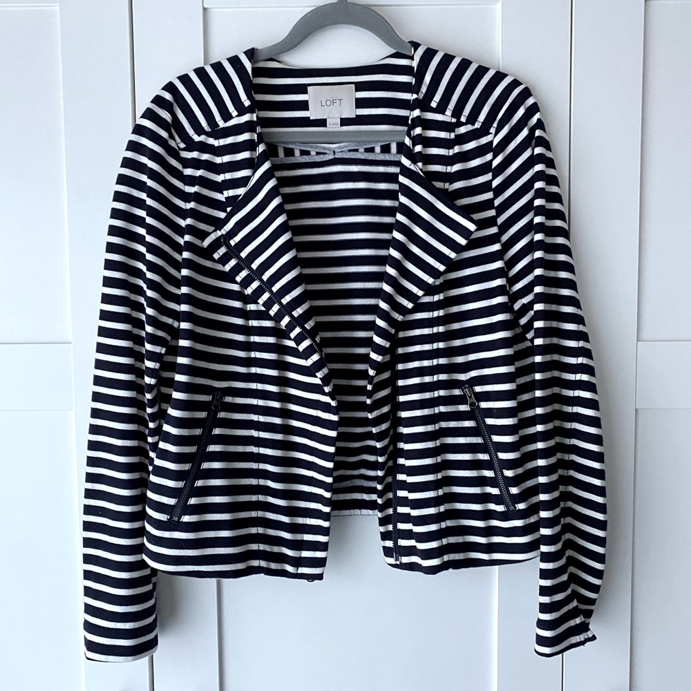 Navy and White Striped Jacket